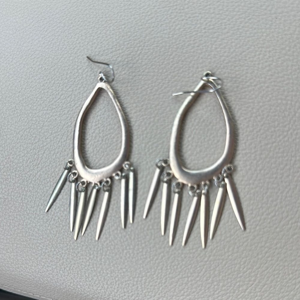 Gold Spikey Design Dangle Earrings